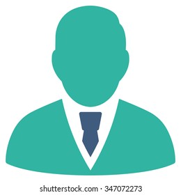 Manager vector icon. Style is bicolor flat symbol, cobalt and cyan colors, rounded angles, white background.
