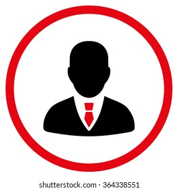 Manager vector icon. Style is bicolor flat circled symbol, intensive red and black colors, rounded angles, white background.