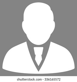 Manager vector icon. Style is flat symbol, white color, rounded angles, gray background.