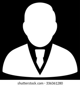 Manager vector icon. Style is flat symbol, white color, rounded angles, black background.