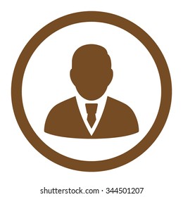Manager vector icon. Style is flat rounded symbol, brown color, rounded angles, white background.