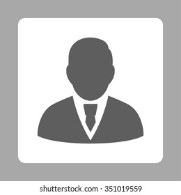 Manager vector icon. Style is flat rounded square button, dark gray and white colors, silver background.