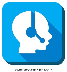 Manager vector icon. Style is rounded square light blue button with long shadows. Symbol color is white.