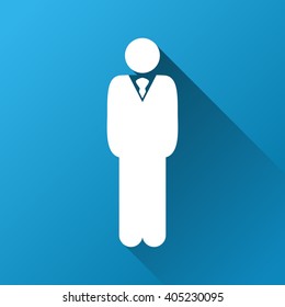 Manager vector toolbar icon for software design. Style is a white symbol on a square blue background with gradient long shadow.