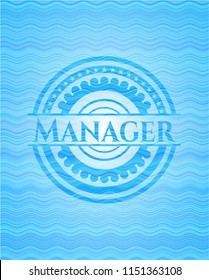 Manager water wave representation emblem background.