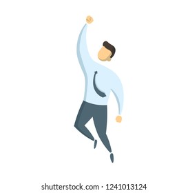 Manager in white shirt in superhero pose. Concept for banners, infographics or landing webpages. Flat vector illustration. Isolated on white background.