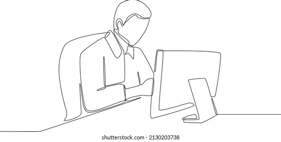 A manager who manages the running of a company's business. Simple continuous line drawing illustration of trading company. Vector illustration.