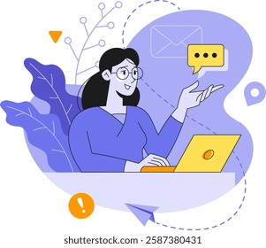 Manager woman Sending Newsletter. E-mail Marketing.