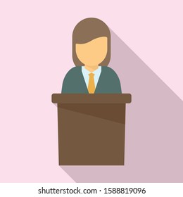 Manager woman speaker icon. Flat illustration of manager woman speaker vector icon for web design