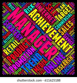 Manager word cloud colorful text square typography
