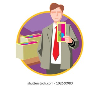 Manager at work businessman - vector icon illustration