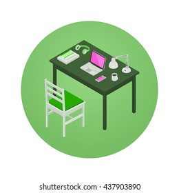 Manager workplace. 3D isometric vector concept illustration