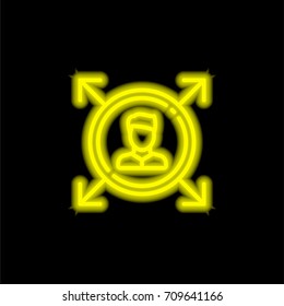 Manager yellow glowing neon ui ux icon. Glowing sign logo vector