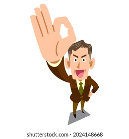 A managerial man showing an OK sign by hand