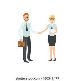 Managers Agreeing And Shaking Hands Teamwork Illustration