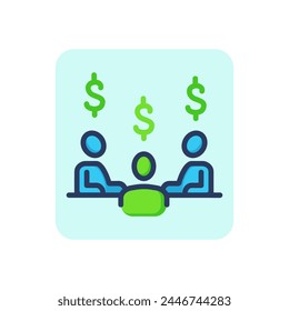 Managers discussing profit thin line icon. Success, office, finance outline sign. Business communication concept. Vector illustration for web design and apps