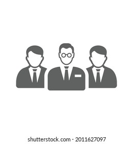 Managers, group icon. Gray vector graphics.