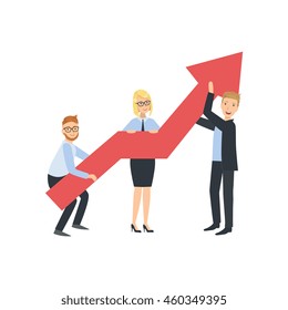 Managers Holding Arrow Showing Growth Teamwork Illustration