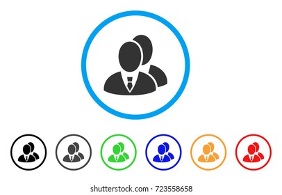 Managers rounded icon. Style is a flat managers gray symbol inside light blue circle with black, gray, green, blue, red, orange variants. Vector designed for web and software interfaces.