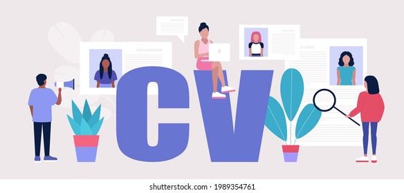 Managers select right candidates. Human resources management, searching professional staff, work. Found right resume. Vector illustration in flat style