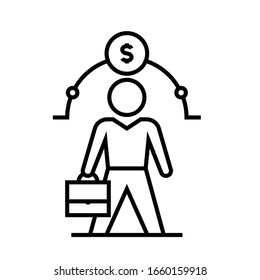 Icono de línea de mayúsculas y minúsculas, signo de concepto, ilustración de vector de contorno, símbolo lineal.