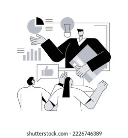 Managers workshop abstract concept vector illustration. Supervisors course, management skills training, team building, employee coach support, business training, presentation abstract metaphor.