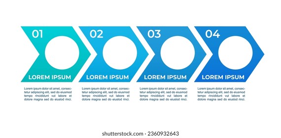 Management der Vorlage für das Design von Infografiken in Business Blue. Projektmanagement. Abstrakte Infografik mit Kopienraum. Anleitung für Grafiken mit 4 Schritten. Montserrat Bold, Myriad Regular Schriftart verwendet