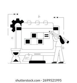 Gestión de las tareas diarias de la oficina con una línea de tiempo organizada Ilustración vectorial sólida 