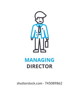 Managing director concept , outline icon, linear sign, thin line pictogram, logo, flat vector, illustration