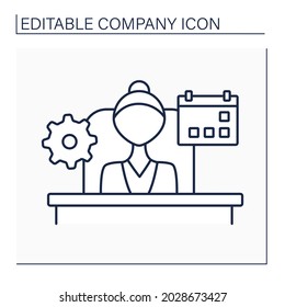 Managing director line icon. Person responsible for daily operations of company, organization, or corporate division.Company concept. Isolated vector illustration. Editable stroke