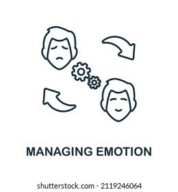 Managing Emotion icon. Line element from psychotherapy collection. Linear Managing Emotion icon sign for web design, infographics and more.