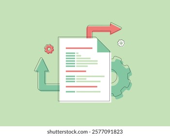 Managing htaccess with rewrite rules and redirects ensures proper URL structure, efficient 301 redirects, technical SEO improvements and smooth website redirection. Flat design vector illustration