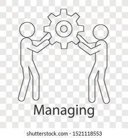 Managing icon concept on transparency background. Business creative idea design. Line vector illustration use for your mobile app or project presentation.
