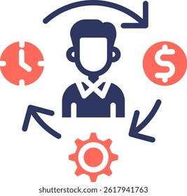 Managing Icon Glyph Color Vector Illustration