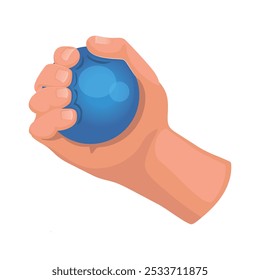 Gerenciando o stress usando Squeeze Ball, conceito isolado em um fundo branco.