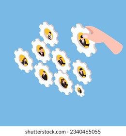 Managing teamwork or collaboration for success isometric 3d vector illustration concept for banner, website, illustration, landing page, flyer, etc.