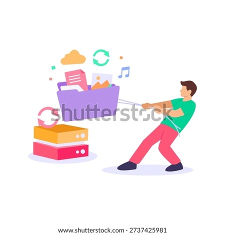 Managing User Accounts, controlling access permissions and identities, Flat vector character illustration