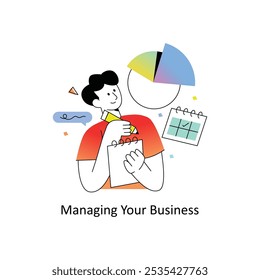 Managing Your Business Gradient Flat Style Design Vector illustration. Stock illsutration. 