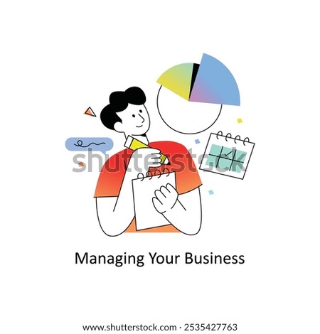 Managing Your Business Gradient Flat Style Design Vector illustration. Stock illsutration. 
