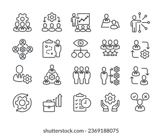 Managmenet business thin line icons. For website marketing design, logo, app, template, ui, etc. Vector illustration.