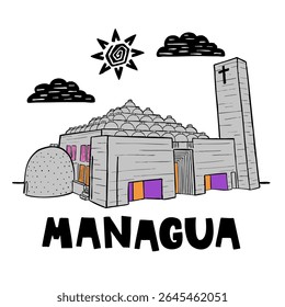 Catedral de Manágua construída em 1994, localizada no centro da cidade.