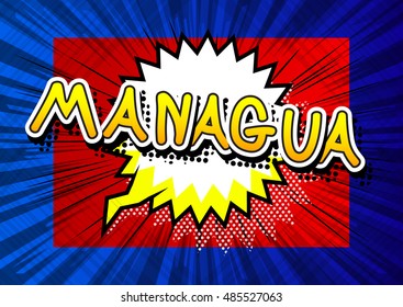 Managua - Comic book style text.