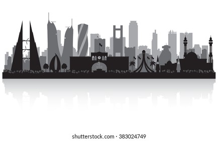 Manama Bahrain city skyline vector silhouette illustration
