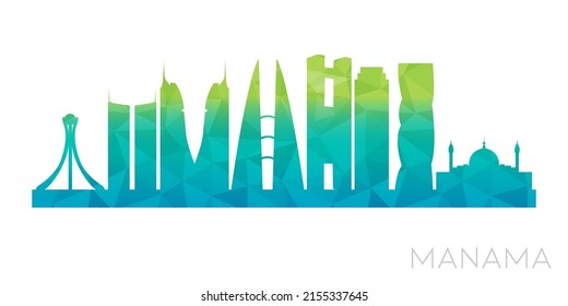 Manama, Bahrain Low Poly Skyline Clip Art City Design. Geometric Polygon Graphic Horizon Icon. Vector Illustration Symbol.