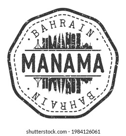 Manama, Bahrain Stamp Skyline Postmark. Silhouette Postal Passport. City Round Vector Icon. Vintage Postage Design.