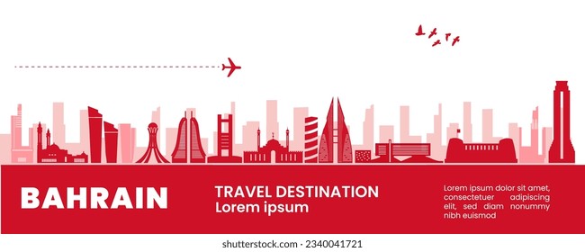 Manama Bahrain travel destination grand vector illustration.
