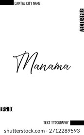 Manama --Nombre de la ciudad capital Caligrafía cursiva Diseño de texto decorativo Elemento de Vector