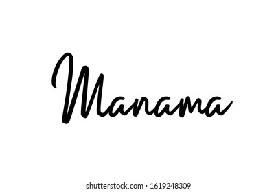 Manama capital word city typography hand written text modern calligraphy lettering. Can be used for a sticker, logo or branding 