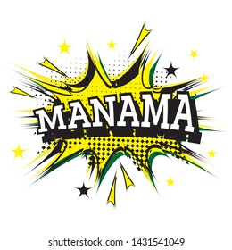 Manama Comic Text in Pop Art Style. Vector Illustration.