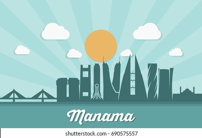 Manama skyline - Bahrain - vector illustration
